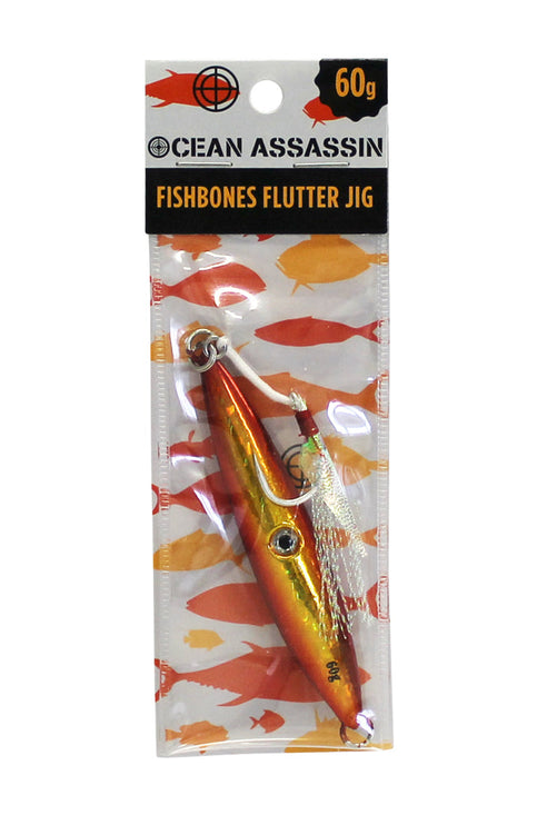 Ocean Assassin Fishbones Flutter Jig - Orange