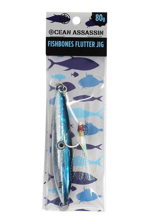 Ocean Assassin Fishbones Flutter Jig - Blue