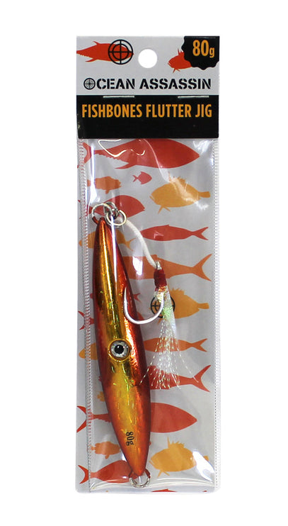 Ocean Assassin Fishbones Flutter Jig - Orange