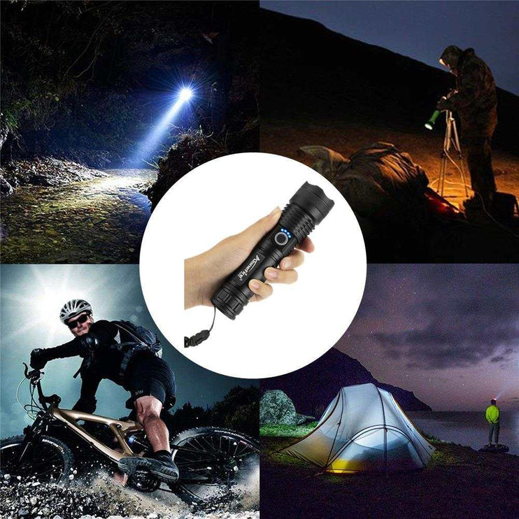 High power LED Zoom Flashlight - Multi Fuction - USB Charged