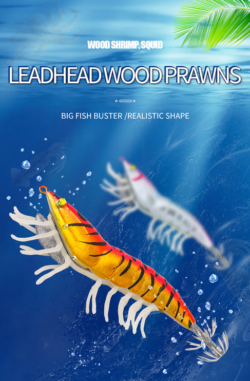 5Pk Lead Head Prawns  90mm x 21g Mixed Colours