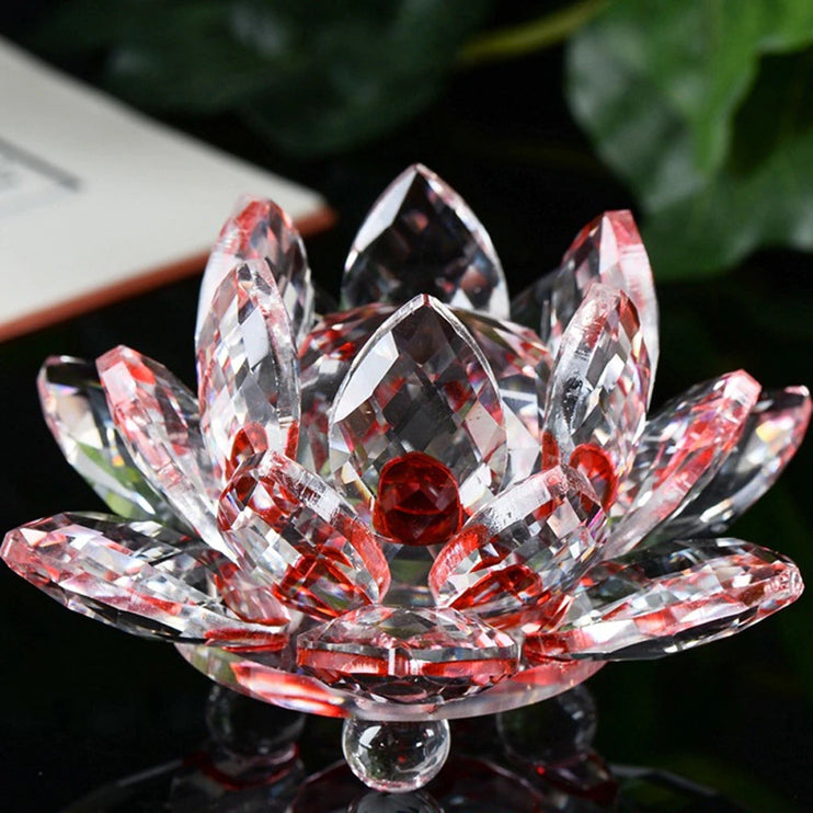 Red - 60mm Quartz Crystal Lotus Flower