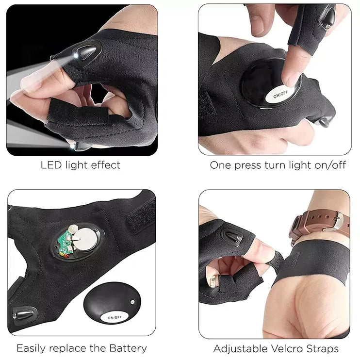 Finger Glove with LED Light Flashlight