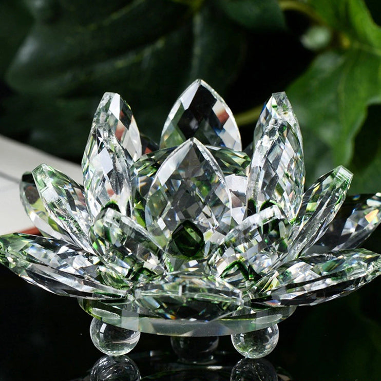 Green - Quartz Crystal Lotus Flower -  60mm