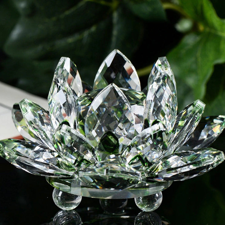 Green - Quartz Crystal Lotus Flower -  60mm