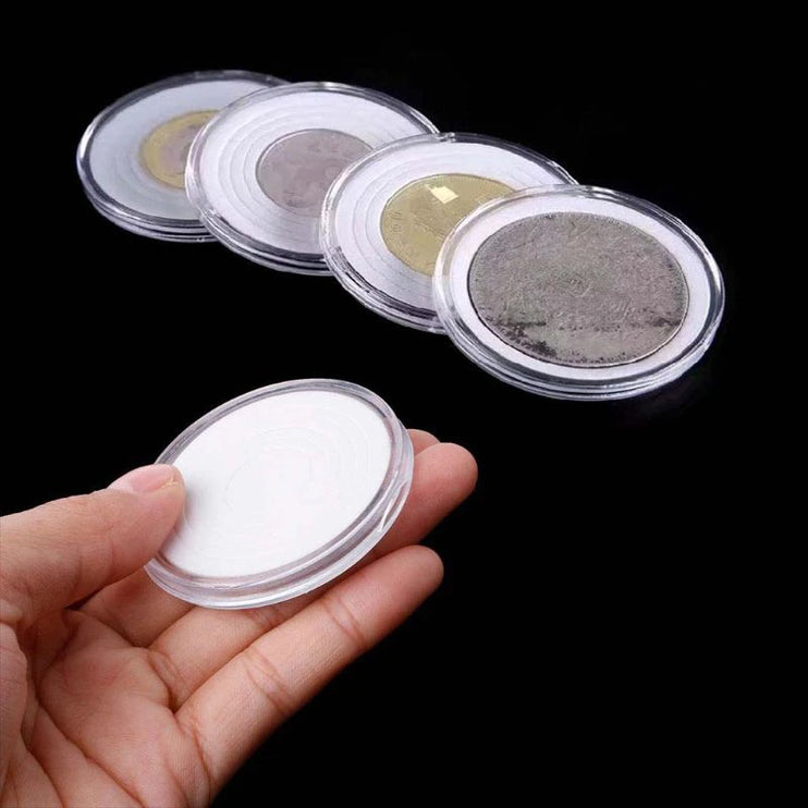 20Pcs Clear Round 40mm Direct Fit Airtight Coin Capsules Fits 5 Different Sized Coins