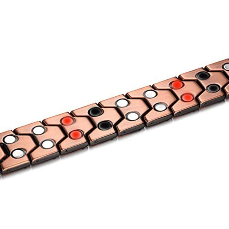 Mens Vintage Red Copper Double Row Magnetic Healthcare Bracelet