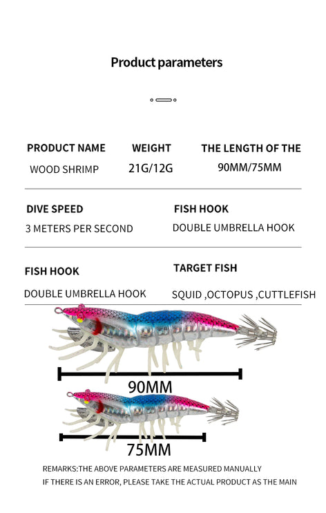 5Pk Lead Head Prawns  90mm x 21g Mixed Colours