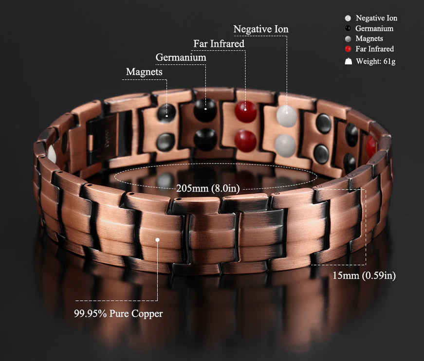 Copper  Double Row Bio Elements Energy Germanium Bracelet