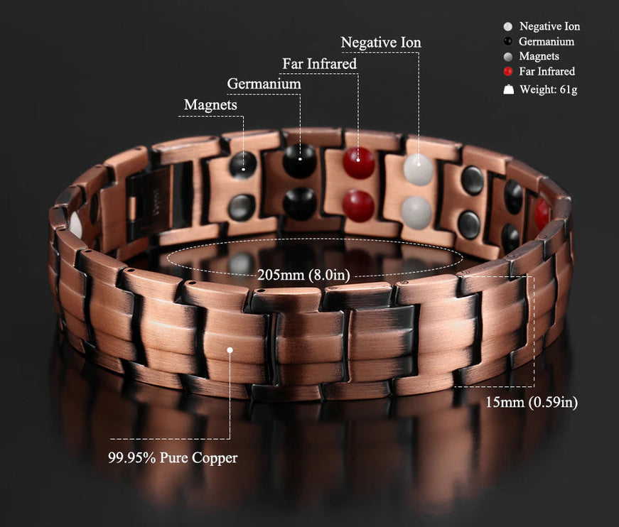 Silver Double Row Bio Elements Energy Germanium Bracelet