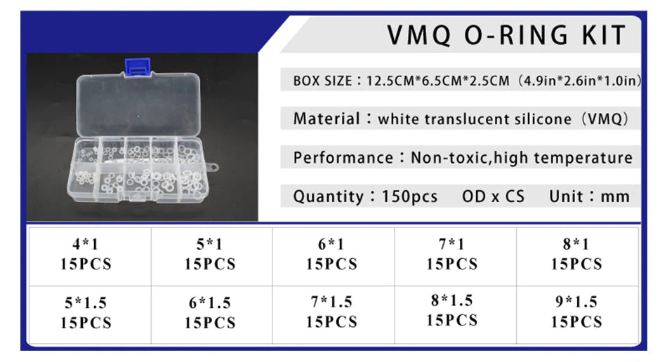 250 Peice Silicone  O-ring Repair Kit