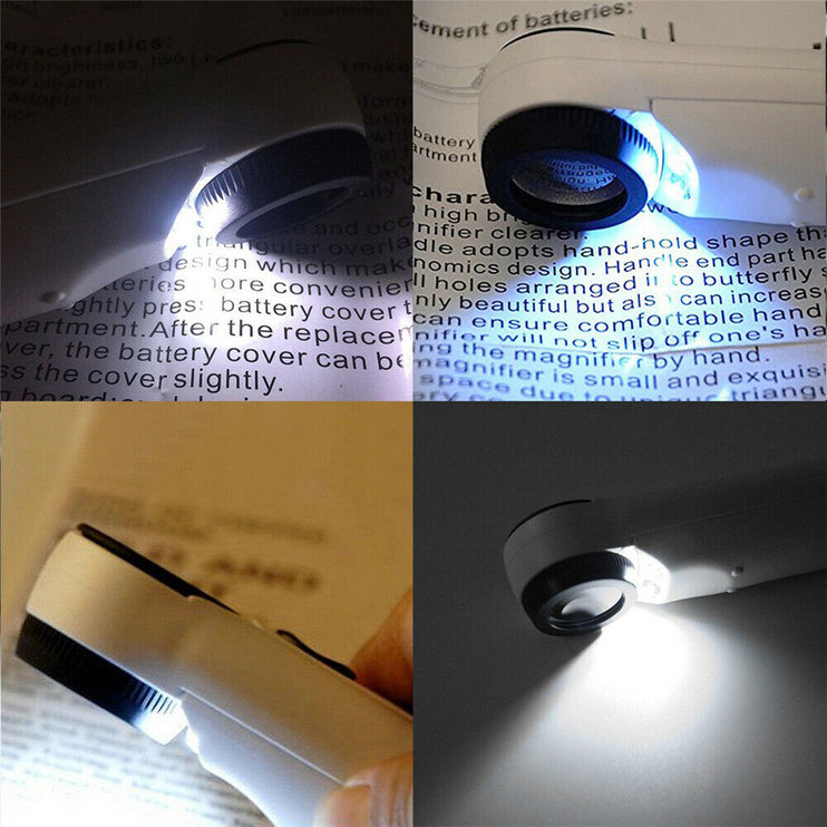 40X Magnifying Magnifier Glass Jeweler Eye Jewelry Loupe with 2 LED Light