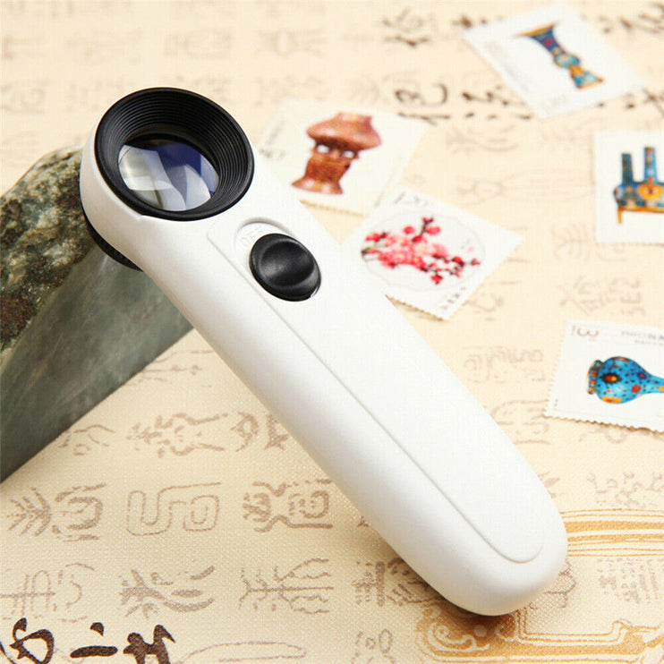 40X Magnifying Magnifier Glass Jeweler Eye Jewelry Loupe with 2 LED Light