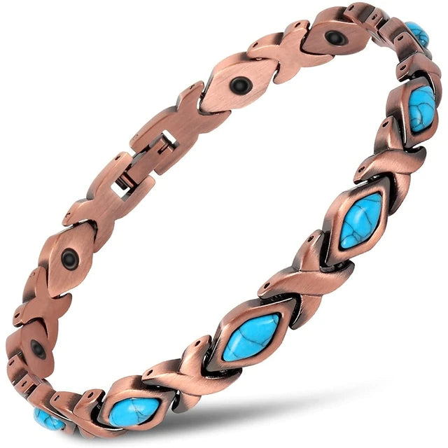 Womans Magnetic Copper Bracelet -Blue  #530-1