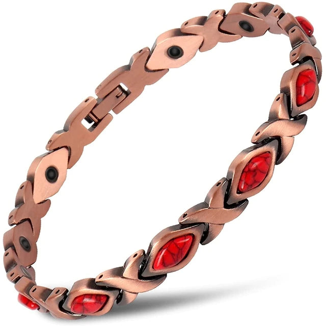 Womans Magnetic Copper Bracelet -Red  #530-2