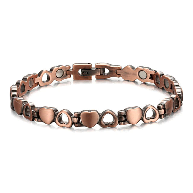 Womans Magnetic Bracelet - Copper Hearts   #573